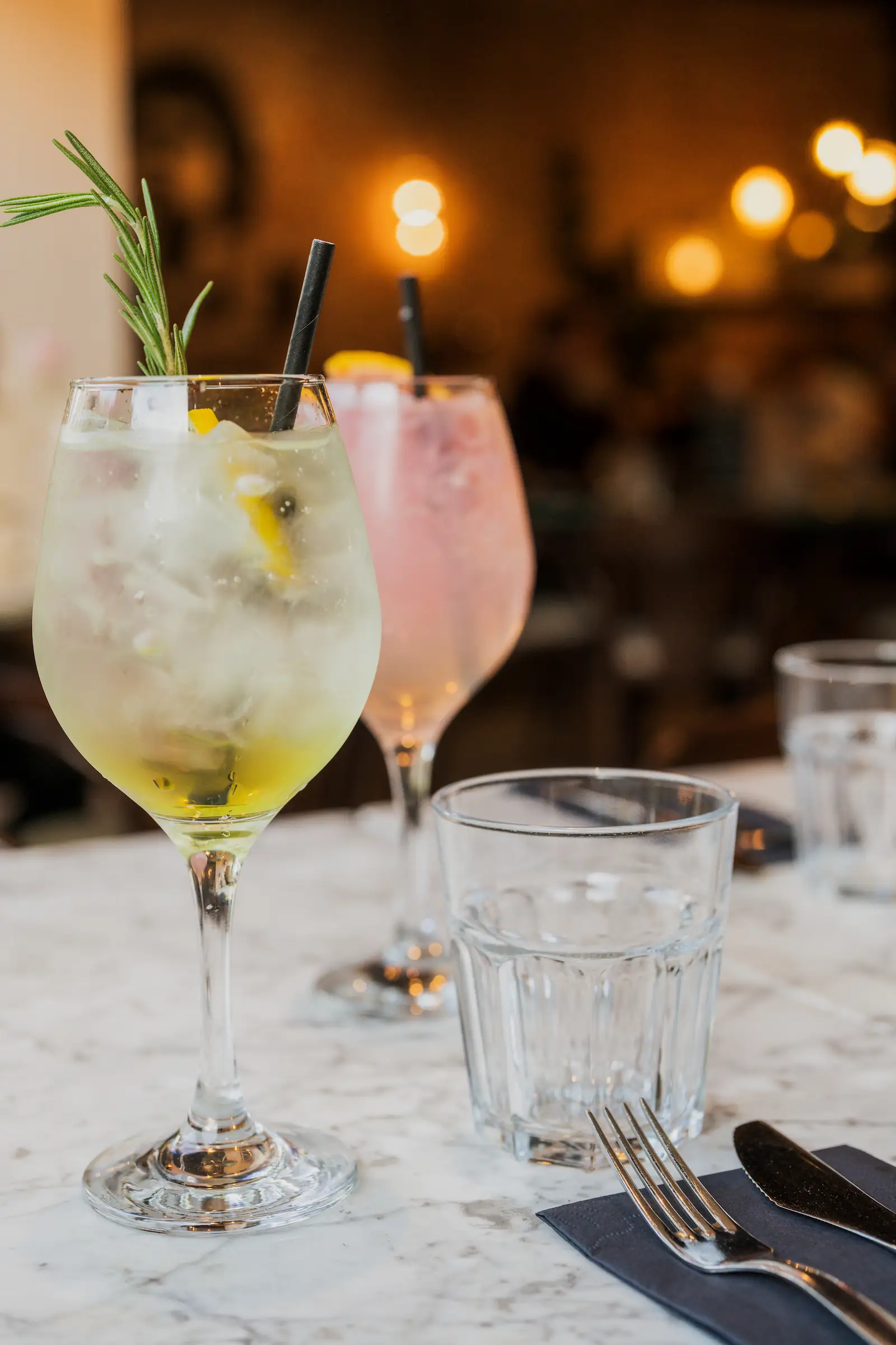 Photo of two fresh cocktails.