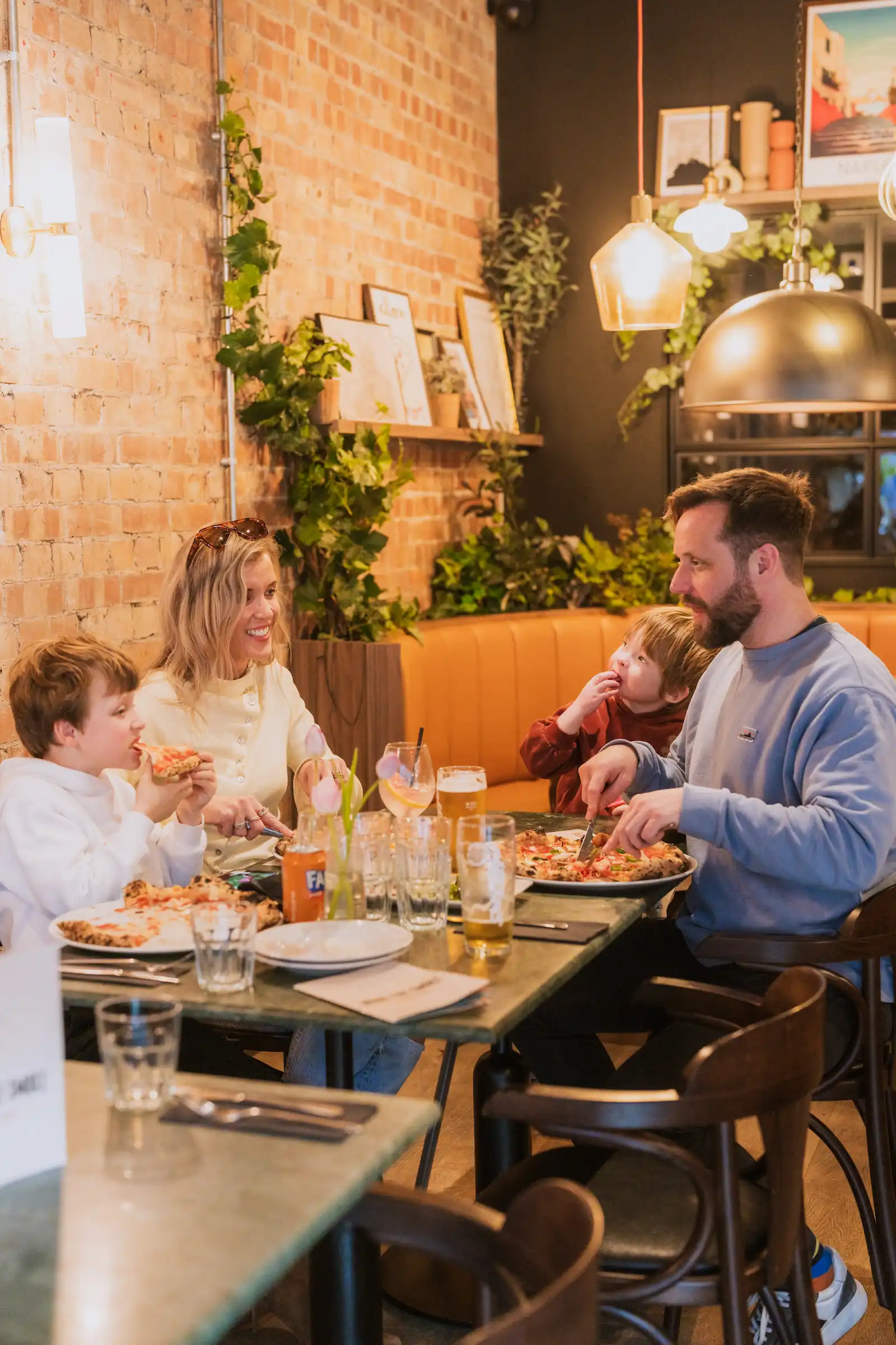 Photo of a family eating in the restaurant.